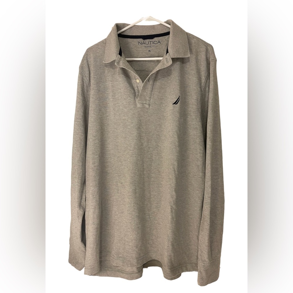 Nautica long sleeve polo shirt Men Size L